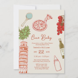 Ciao Baby Line Art Pizza All In One Baby Shower Einladung