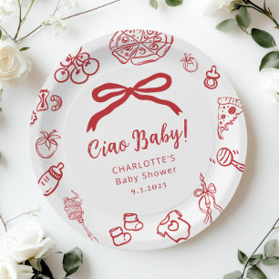 Ciao Baby Pizza Launische Schleife Baby Shower Pappteller