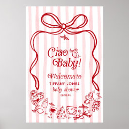 Ciao Baby Red Bow Italienische Babydusche Begrüßun Poster