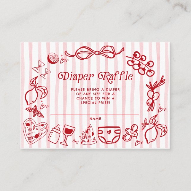 Ciao Baby Red Italian Lemons Diaper Raffle Begleitkarte (Vorderseite)