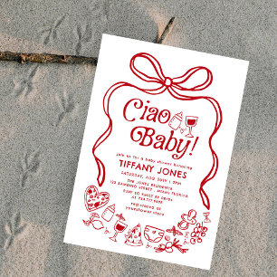 Ciao Baby Red Whimsical Italienische Lemons Baby D Einladung