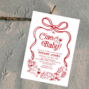 Ciao Baby Red Whimsical Italienische Lemons Baby D Einladung