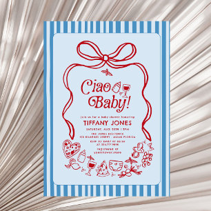Ciao Baby Red Whimsical Italienische Lemons Baby D Einladung