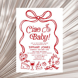 Ciao Baby Red Whimsical Italienische Lemons Baby D Einladung