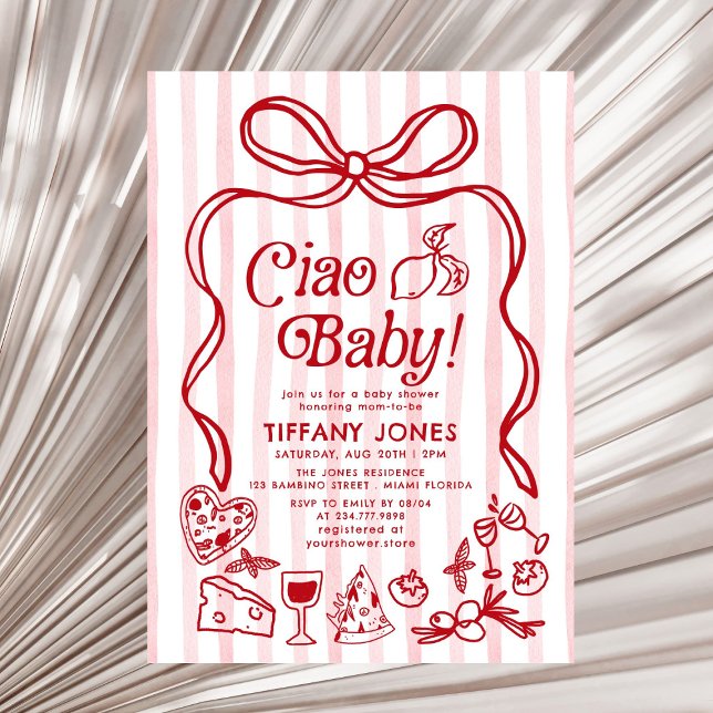 Ciao Baby Red Whimsical Italienische Lemons Baby D Einladung (Von Creator hochgeladen)