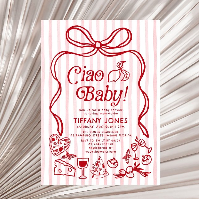 Ciao Baby Red Whimsical Italienische Lemons Baby D Einladung (Von Creator hochgeladen)