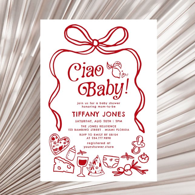 Ciao Baby Red Whimsical Italienische Lemons Baby D Einladung (Von Creator hochgeladen)