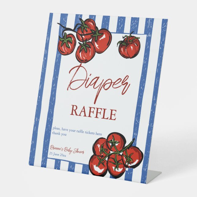 Ciao baby tomato Italian baby shower favors table Sockelschild (Vorderseite)