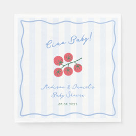 Ciao Baby! Tomatoes Blue Red Baby Shower Party Serviette
