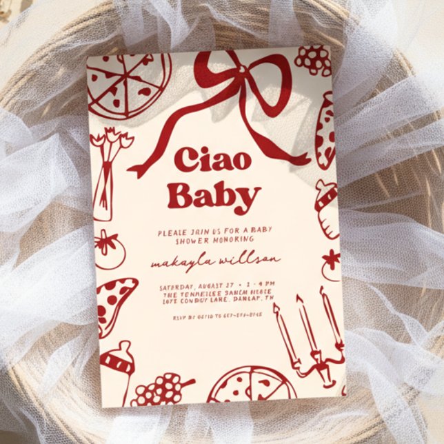 Ciao Baby Whimsical Italian Pizza Baby Shower Einladung (Von Creator hochgeladen)