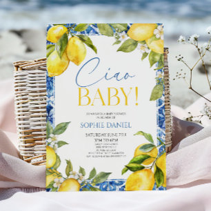 Ciao Baby! Zitronen-Blumen-Mittelmeer-Baby-Party Einladung