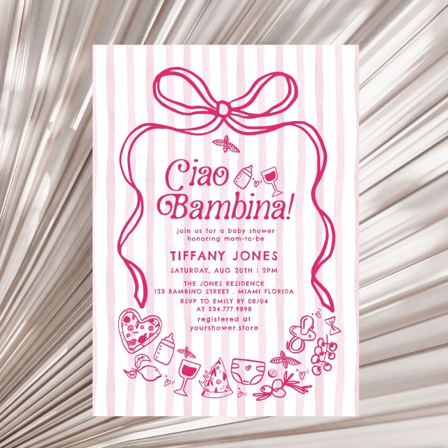 Ciao Bambina Pink italienische Lemons Babydusche Einladung (Von Creator hochgeladen)
