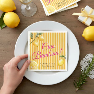 Ciao Bambina Rosa Schrift Baby Shower Servietten