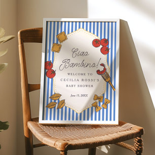 Ciao Bambino Blaues italienisches Pasta-Baby-Showe Poster