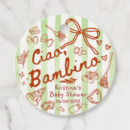 Ciao Bambino Green/Red Favor Tags Geschenkanhänger