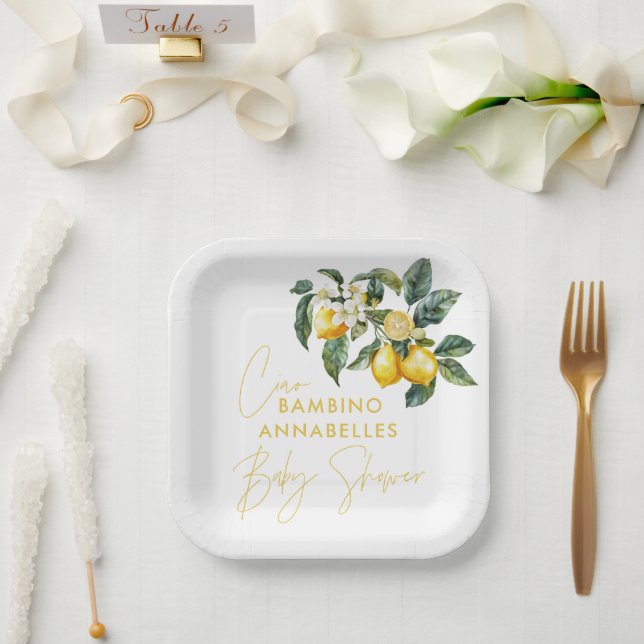 Ciao Bambino Grieche Zitronenbrause Pappteller (Hochzeit)