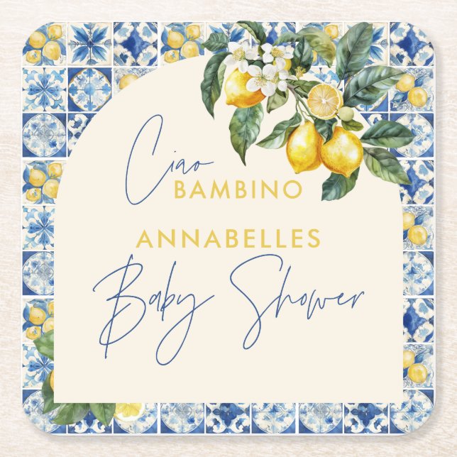 Ciao Bambino Grieche Zitronenbrause Rechteckiger Pappuntersetzer (Vorderseite)