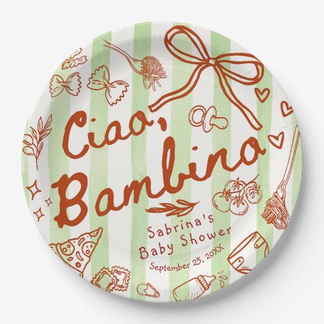 Ciao Bambino Grün Pappteller (Vorderseite)