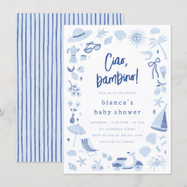 Ciao Bambino Italian Blue Boy Baby Shower Einladung