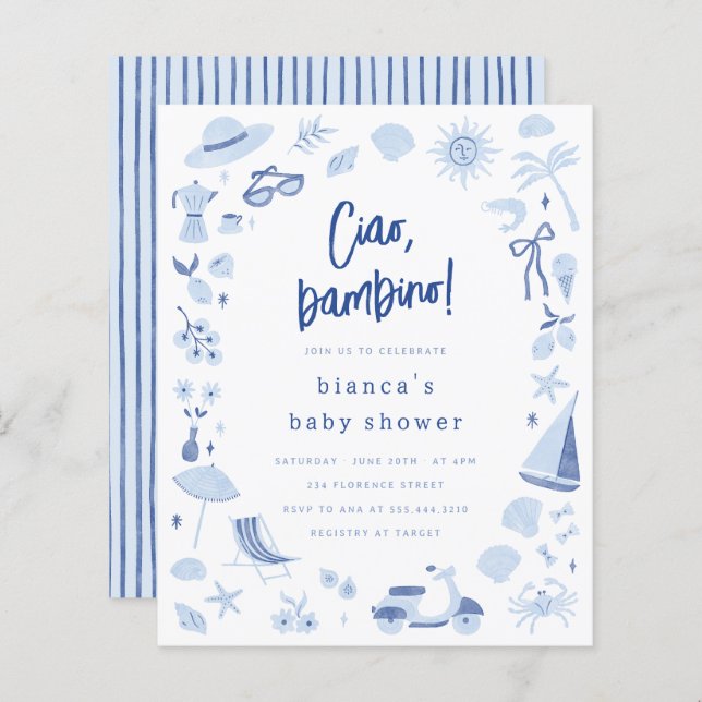 Ciao Bambino Italian Budget Boy Baby Shower (Vorne/Hinten)