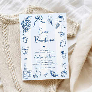 Ciao Bambino Italienische Fun Hand Drawn Baby Dusc Einladung