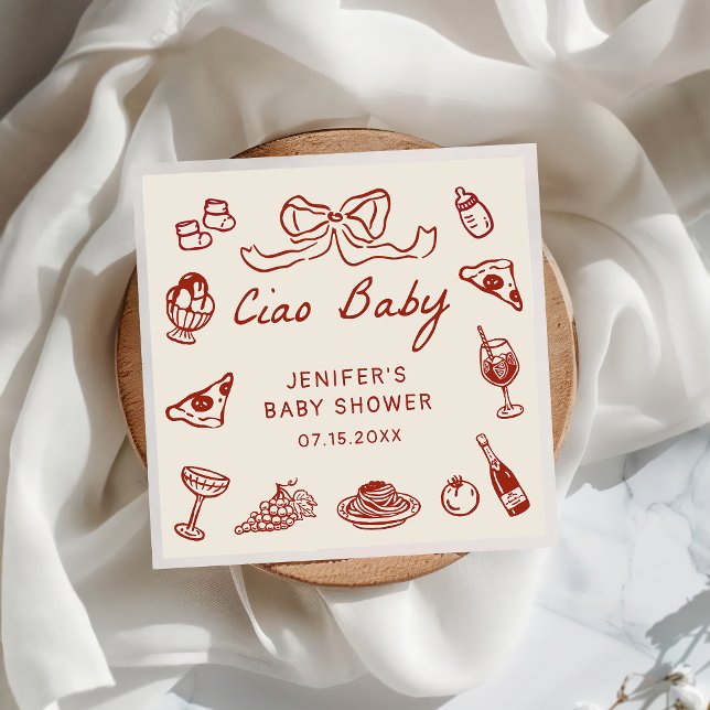 Ciao Bambino Italienische Illustrierte Babydusche Serviette (Von Creator hochgeladen)