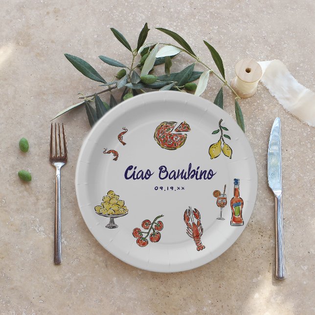 Ciao Bambino Italienische Mediterrane Babydusche Pappteller (Von Creator hochgeladen)