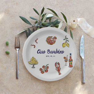 Ciao Bambino Italienische mediterrane Babyparty Pappteller