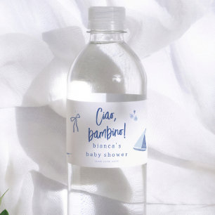 Ciao Bambino Italienischer Baby-Empfang Blaues Jun Wasserflaschenetikett