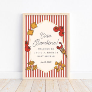 Ciao Bambino Italienisches Pasta-Baby-Shower-Schil Poster