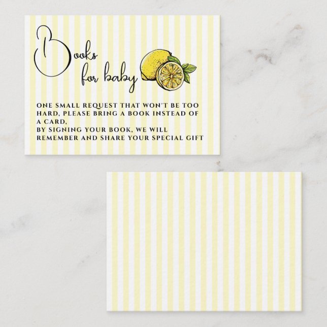 Ciao Bambino Lemon Baby Shower Books for Baby Begleitkarte (Vorne/Hinten)