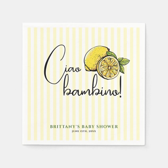 Ciao Bambino Lemon Italienische Summer Baby Dusche Serviette (Vorderseite)