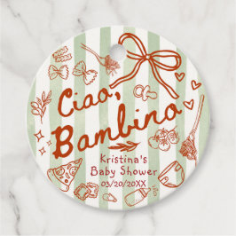 Ciao Bambino Olive Green/Red Favor Tags Geschenkanhänger