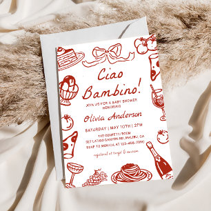 Ciao Bambino Whimsical Italian Pizza Babyparty Einladung