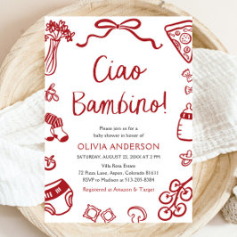 Ciao Bambino Whimsical Italienische Pizza Baby Dus Einladung