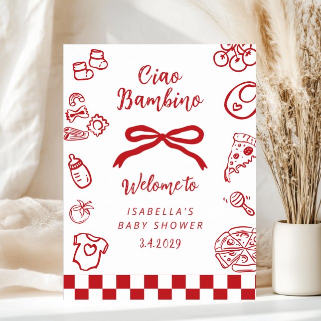 Ciao Bambino Whimsical Pizza Baby Shower Welcome Poster (Von Creator hochgeladen)