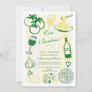 Ciao Bambino Yellow Stripe Baby Dusche Einladung