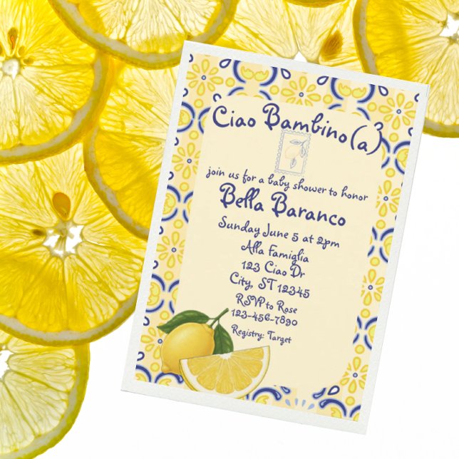 Ciao Bambio(a), Italian, Lemon, Baby Shower Einladung (Von Creator hochgeladen)
