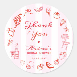 Ciao Bella Hand Drawn Bridal Shower Thank You Runder Aufkleber