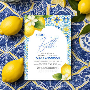 Ciao Bella Italian Lemon Blue Tile Brautparty Einladung