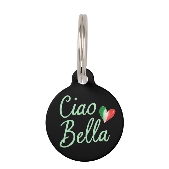 Ciao Bella Italienische Flagge Spaß & Magie Design Haustiermarke (Vorderseite)