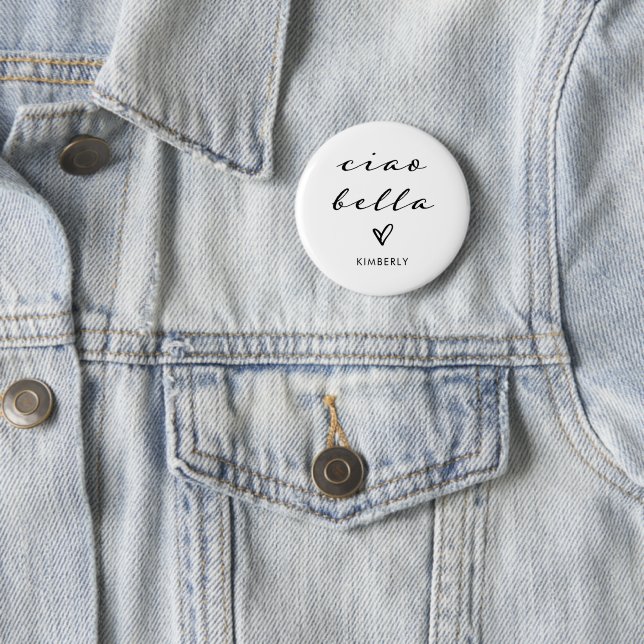 Ciao Bella | Italienische Moderne Schrift mit Herz Button (Beispiel)