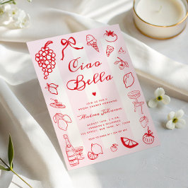 Ciao Bella Italienisches Brautparty Drawn Lemon Einladung