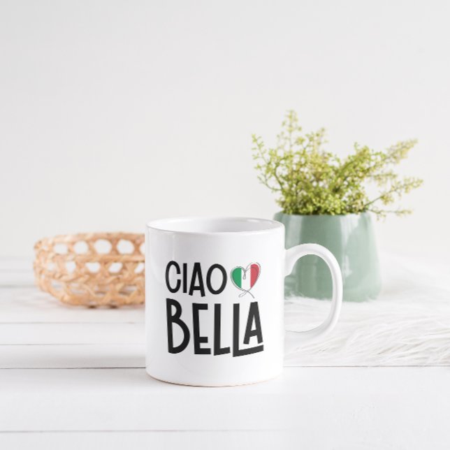 Ciao Bella - Niedliches italienisches Flaggenherz Kaffeetasse (Von Creator hochgeladen)