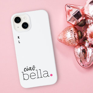 Ciao Bella Pink Dot Monogram Italian Black & White Case-Mate iPhone 14 Hülle