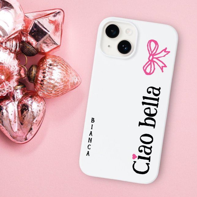 Ciao Bella Pink Herz Ribbon Name Italienisches Ske Case-Mate iPhone Hülle (Von Creator hochgeladen)