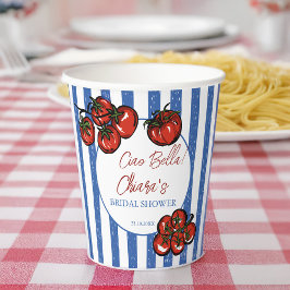 Ciao bella tomato stripes Italian bridal shower Pappbecher
