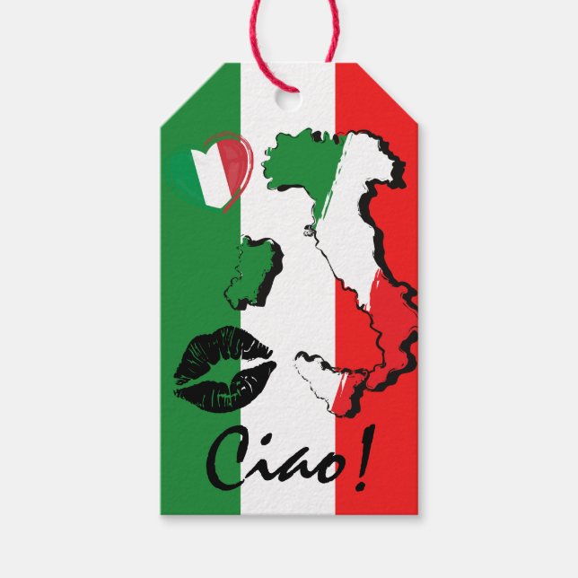 Ciao! Feierliche italienische Flag-Geschenkmarke Geschenkanhänger (Vorderseite)