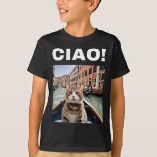Ciao Funny Gondolier Cat on a Venezianisch Gondola T-Shirt