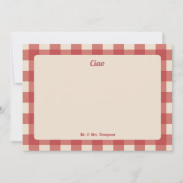 Ciao Herr und Frau Rot Gingham-Muster Dankeskarte